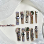 Amethyst Heirloom - Baroque Floral Jewel Press-On Nails