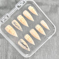 "Matte Nude Gothic Cross" - 3D Embossed Calligraphy Nails