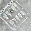 "Iridescent Cyber Bow" - 3D Pierced Fairy Grunge Press-On Nails