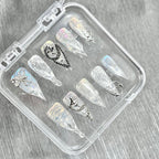 "Iridescent Cyber Bow" - 3D Pierced Fairy Grunge Press-On Nails