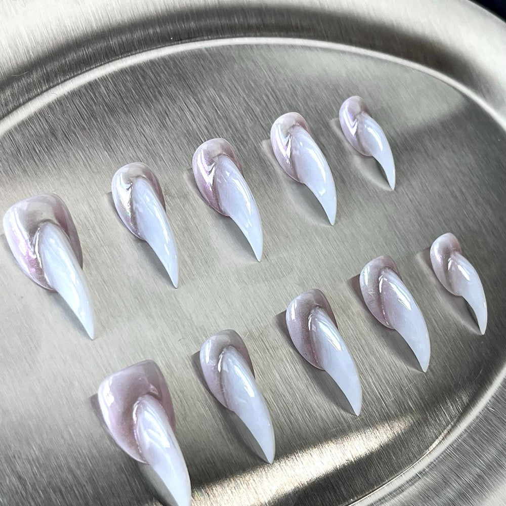 Pearl Fang - Pearl White Handmade Cat Claw Press-On Nails