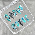 "Cyber Teal Ice" - 3D Heavy Metal Cyberpunk Nails