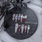 "Amethyst Royal Core" - 3D Jeweled Plum Mismatched Press-On Nails