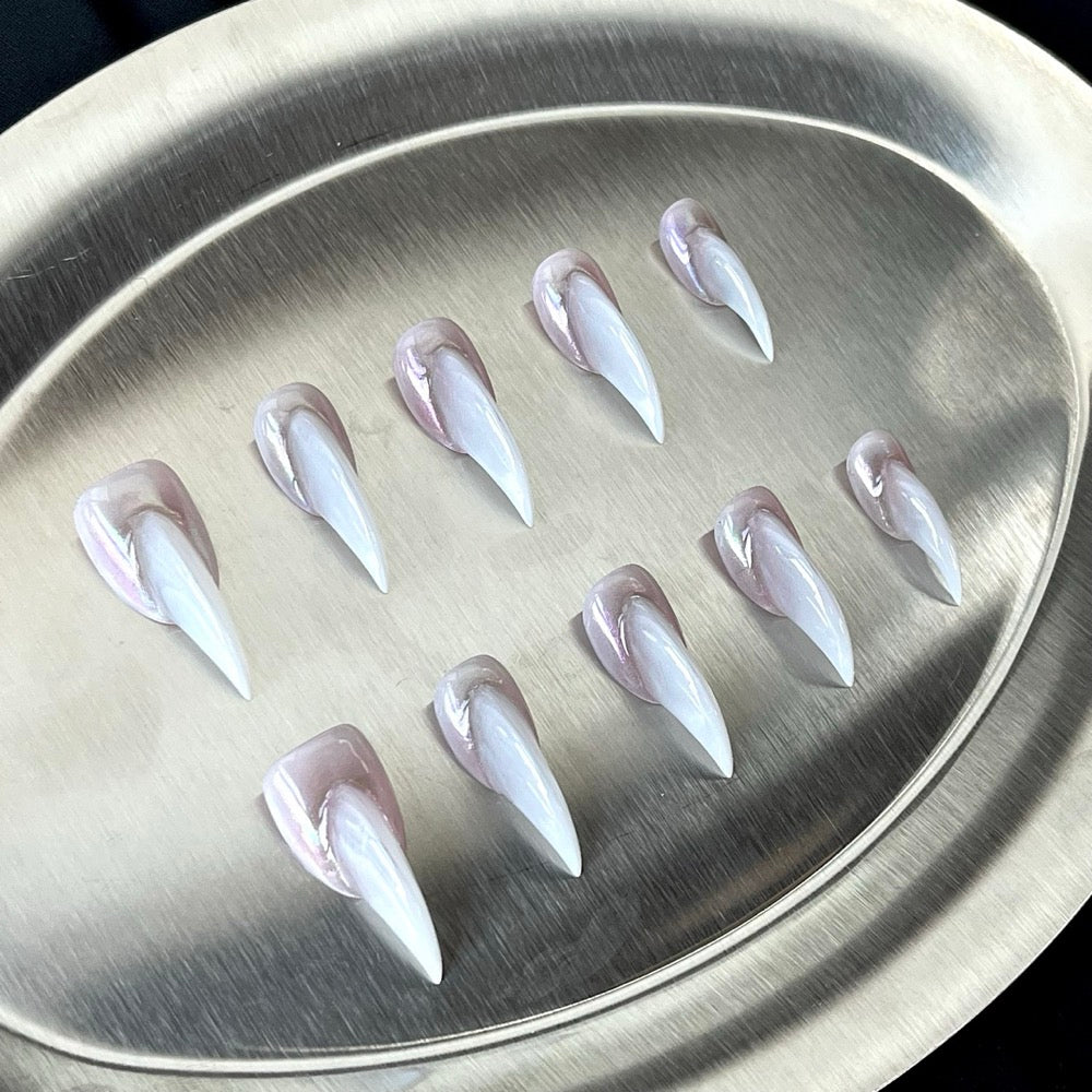 Pearl Fang - Pearl White Handmade Cat Claw Press-On Nails
