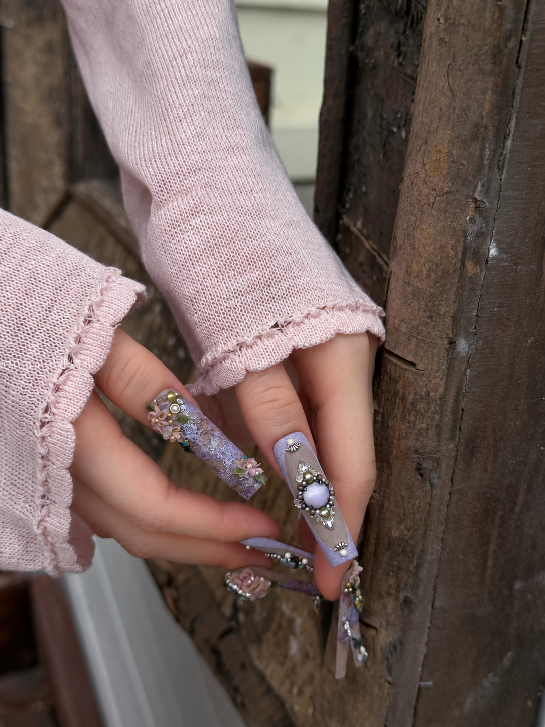 Amethyst Heirloom - Baroque Floral Jewel Press-On Nails