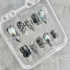 "Chrome Crackle Armor" - Holographic Cyber Gothic Nails