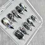 "Chrome Crackle Armor" - Holographic Cyber Gothic Nails