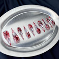 Crimson Ink XL - Red Marble Long Handmade Dragon Press-On Nails
