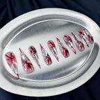 Crimson Ink XL - Red Marble Long Handmade Dragon Press-On Nails
