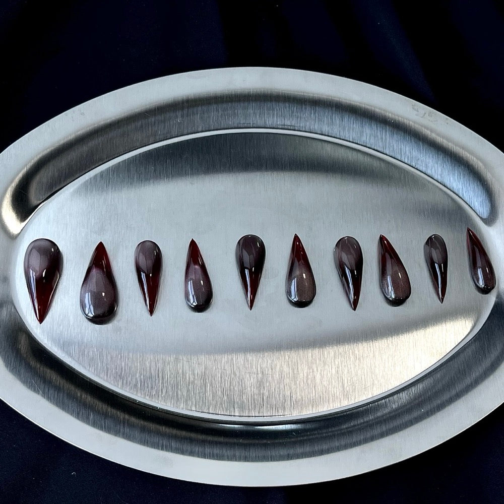 Garnet Smoke - Burgundy Smoke Handmade Dragon Press-On Nails