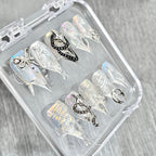 "Iridescent Cyber Bow" - 3D Pierced Fairy Grunge Press-On Nails