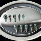 Glacial Cross - Icy Blue Gothic Handmade Cat Claw Press-On Nails