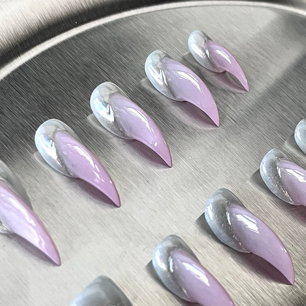 Lilac Fang - Lilac Pearl Handmade Cat Claw Press-On Nails