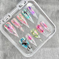 "Neon Aurora Cyberpunk" - Holographic Pierced Y2K Nails