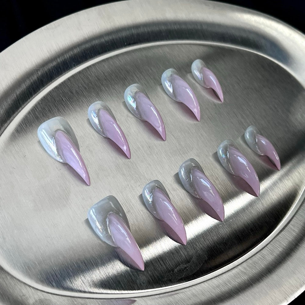Lilac Fang - Lilac Pearl Handmade Cat Claw Press-On Nails