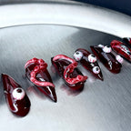 Crimson Familiar - Red Gothic 3D Handmade Dragon Press-On Nails