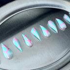 Neon Ribbon - Pink Aqua Swirl Handmade Dragon Press-On Nails