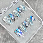 "Blue Viper Foil" - Y2K Pierced Snake Print Press-On Nails