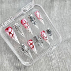 "Bloody Serpent Cross" - 3D Pierced Gothic Press-On Nails