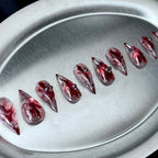 Crimson Ink - Red Marble Short Handmade Dragon Press-On Nails