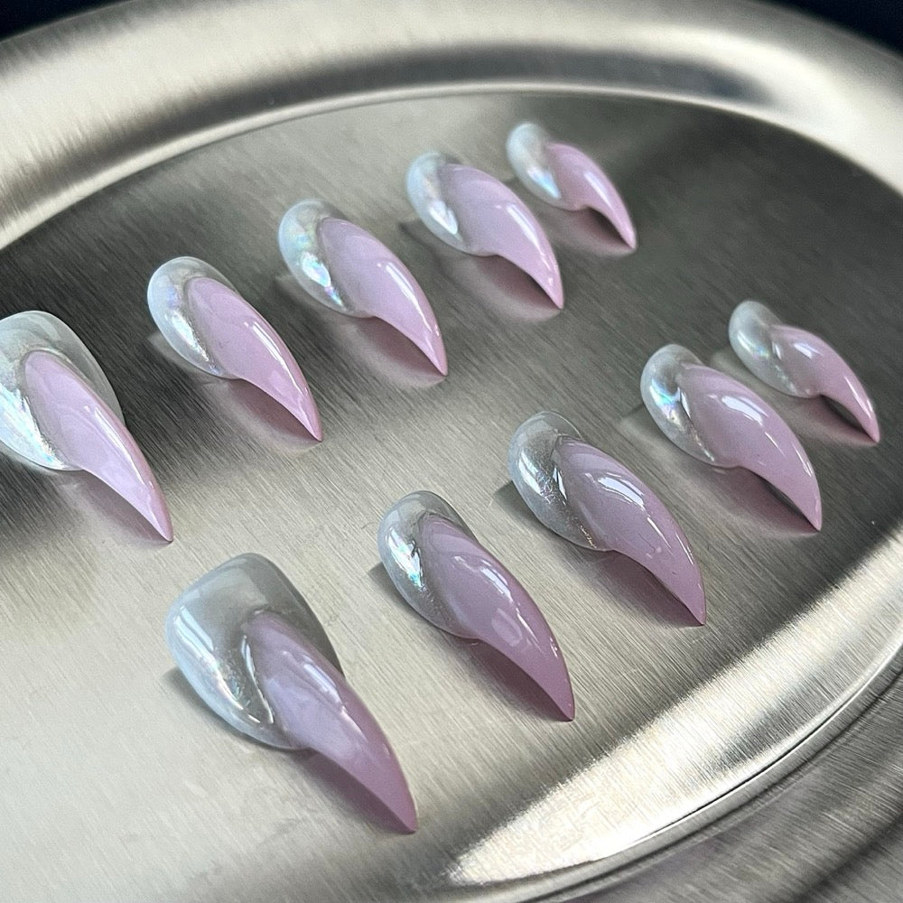 Lilac Fang - Lilac Pearl Handmade Cat Claw Press-On Nails