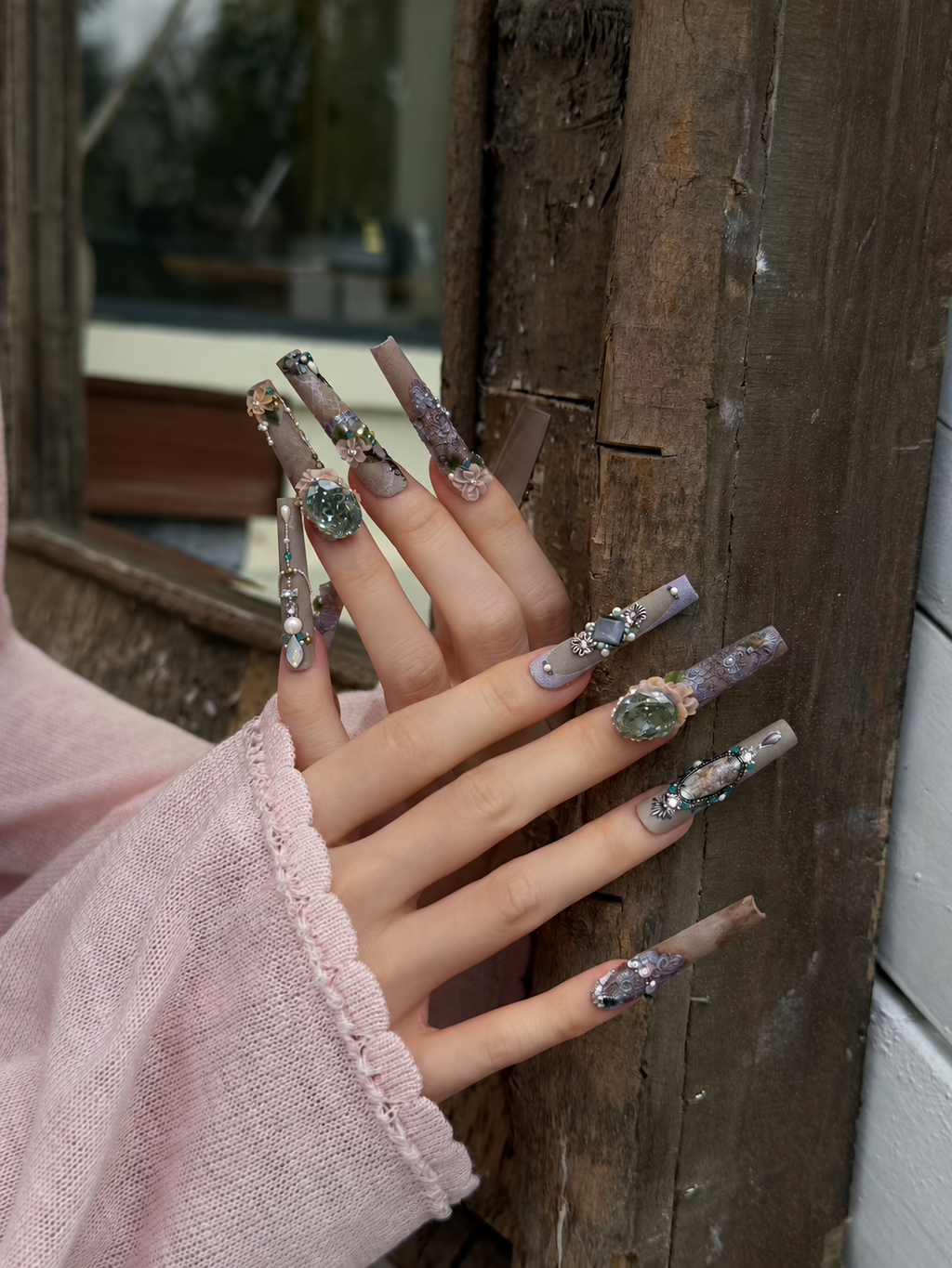 Amethyst Heirloom - Baroque Floral Jewel Press-On Nails