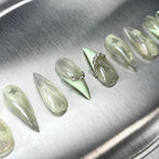 Celadon Relic - Pale Green Marble Handmade Dragon Press-On Nails