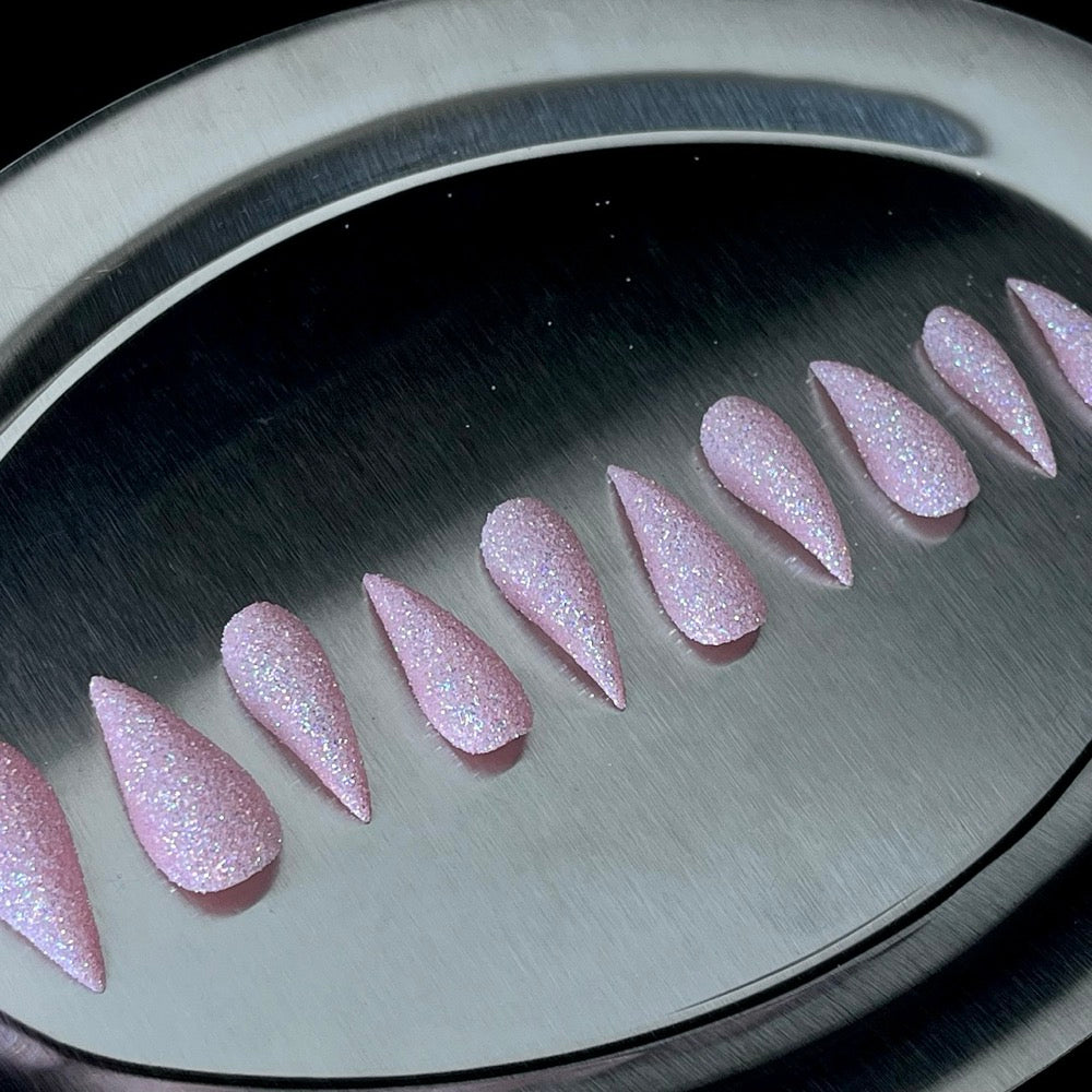 Rose Stardust - Pink Glitter Handmade Dragon Press-On Nails