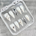 "Angelic Chrome Armor" - 3D White Cyber Y2K Press-On Nails