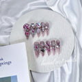 Rose Pink Crystal Armor Handmade Press On Nails