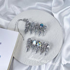 Silver Ice Blue Rhinestone Handmade Press On Nails