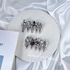 Smoky Silver Gothic Crystal Handmade Press On Nails