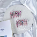 Soft Pink Crystal Bow Handmade Press On Nails