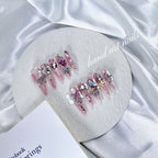 Soft Pink Crystal Bow Handmade Press On Nails