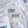 Aqua Opal Silver Handmade Press On Nails