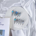 Aqua Opal Silver Handmade Press On Nails
