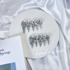 Silver Diamond Frost Handmade Press On Nails