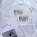 Crystal Aqua Garden Handmade Press On Nails