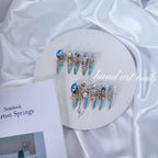 Crystal Aqua Garden Handmade Press On Nails