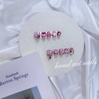 Pink Crystal Romance Handmade Press On Nails