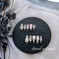 Black Pink Gemstone Handmade Press-On Nails