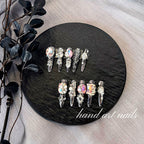 Black Silver Glitter Luxury Crystal Handmade Nail Set