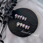 Purple Glitter Handmade Luxury Crystal Embellished Press-On Nails