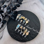 Black Silver Luxury Gemstone Handmade Press-On Nails