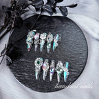 Luxury Green Crystal Handmade Press-On Nails