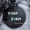 Luxury Blue-Green Gemstone Handmade Press-On Nails