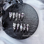 Luxury Handmade Purple Rhinestone Long Press-On Nails