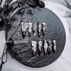 Luxury Handmade Purple Rhinestone Long Press-On Nails