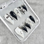 "Monochrome Metal Studs" - 3D Punk Rock Press-On Nails