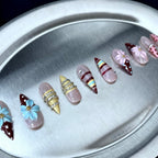 Candy Coast - Pastel 3D Floral Handmade Dragon Press-On Nails
